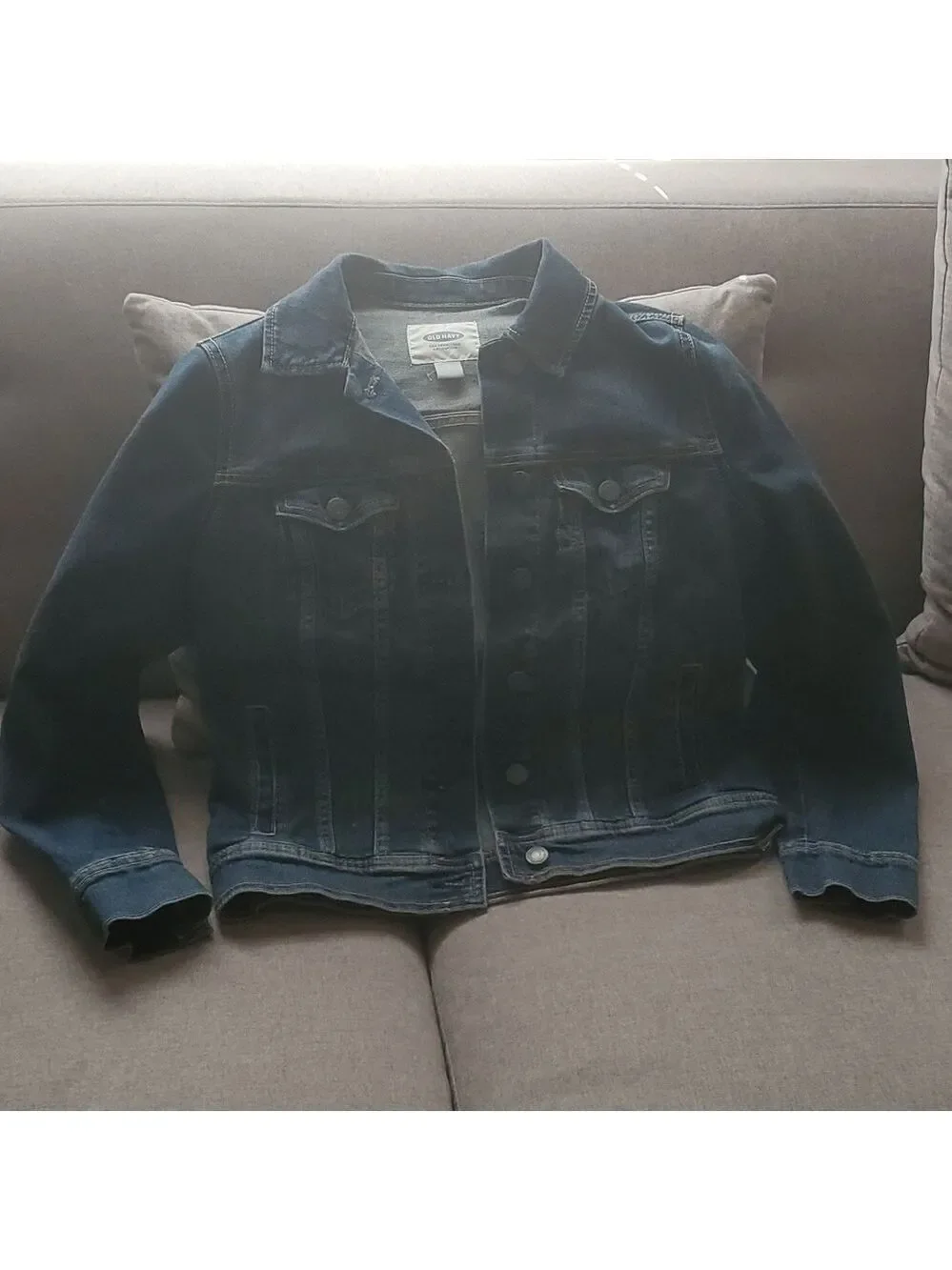 Old Navy jacket women’s Small sz S long Sleeve Denim Jean Trucker Blue Crop